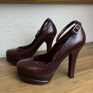 Stephane Kelian Red Platform Pumps Heels Ankle Straps